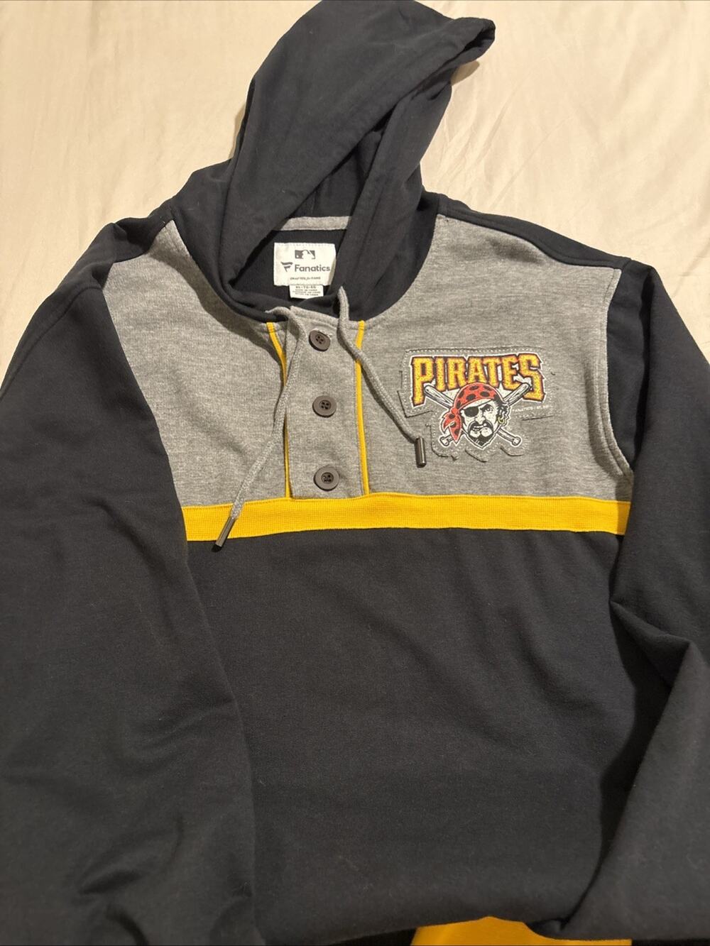 Fanatics Pittsburgh Pirates Hoodie Men’s XL Henley Pullover MLB Black Gray